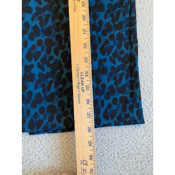 Banana Republic Midi Skirt 8 Medium Leopard Animal Print Slit Blue Y2K 80s Retro - Picture 9 of 11